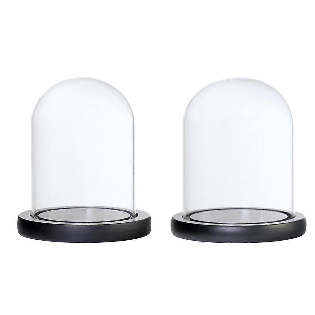 2Pcs Dome Cloche with Flower Landscape