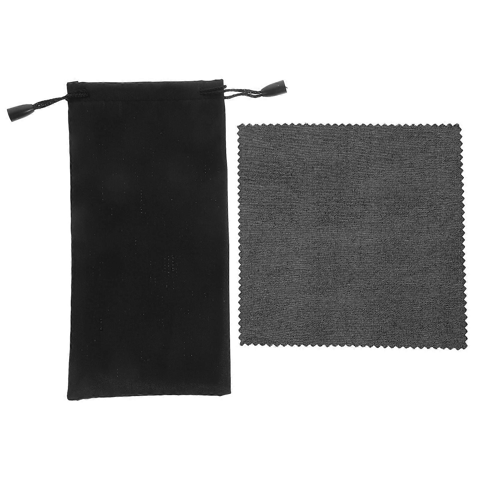 30 Set Portable Sunglasses Storage Bag Set Practical Glasses Wiper Set Black