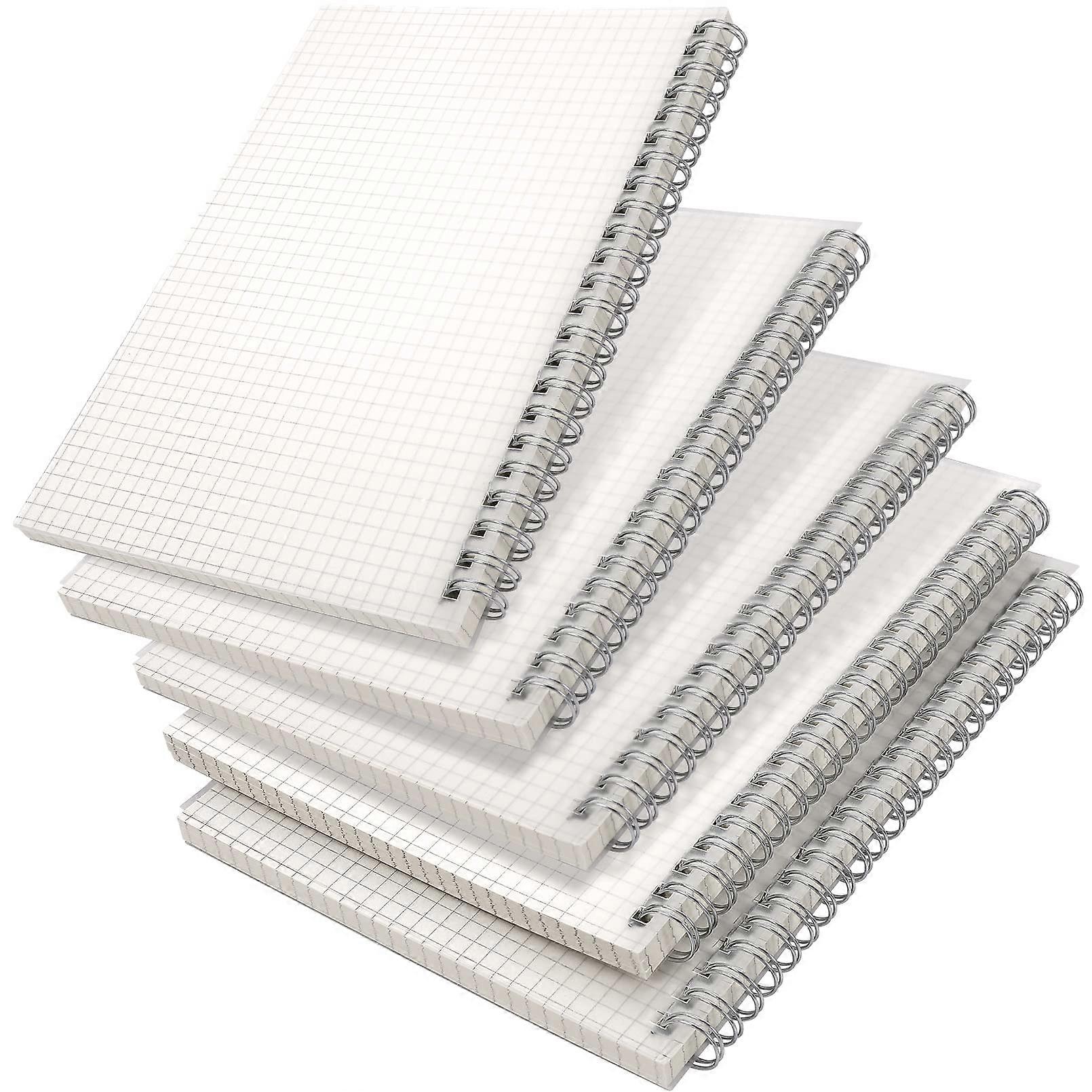5 Pack Graph Notebook,A5 Spiral Notebook,Graphing Journal,70 gsm,80 Sheets,5.7'x8.3'