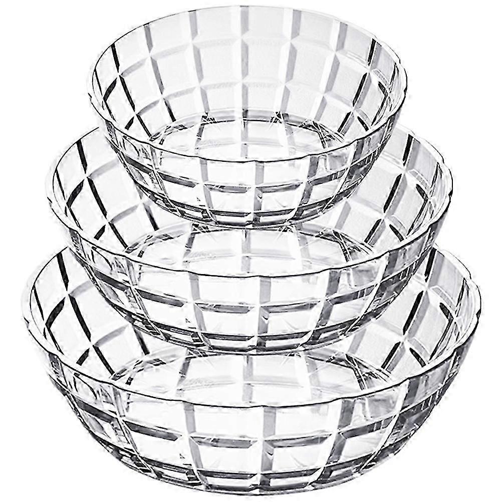 3pcs Transparent Plastic Fruit Salad Bowl 26X26X9CM Kitchen Serving Container