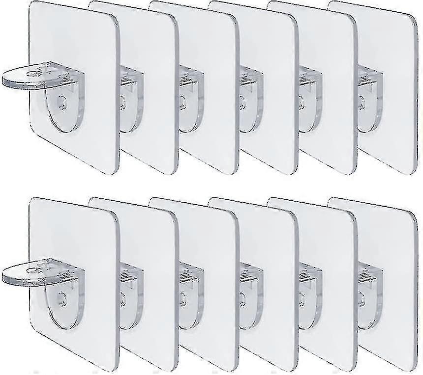 12-Pack Self-Adhesive Shelf Brackets for Wardrobe, Glass Shelves, Storage Rack Mounting