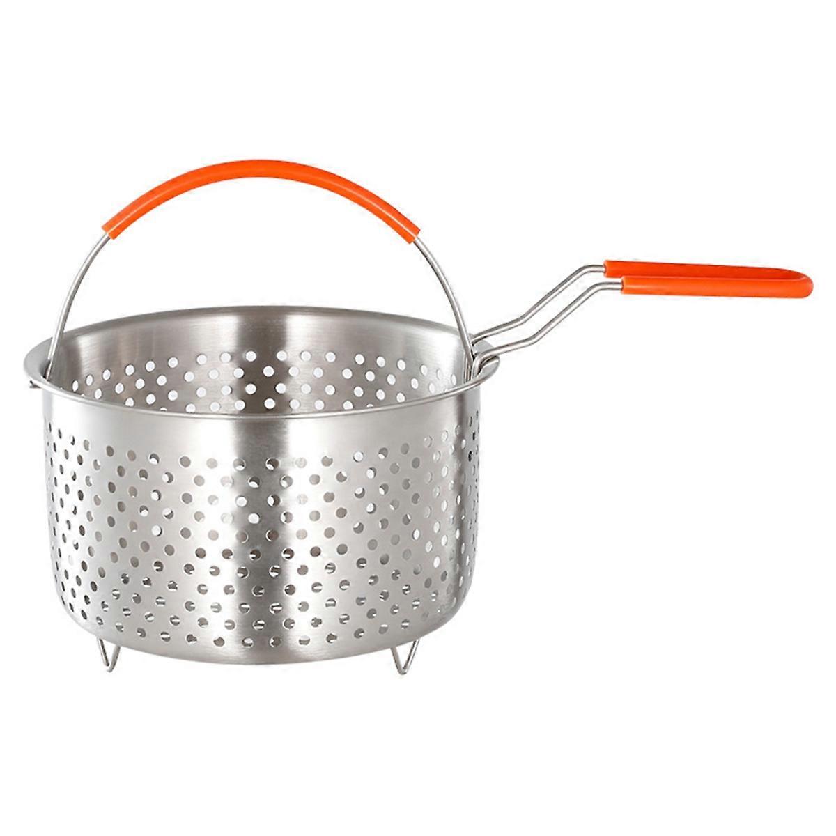 Deep Fryer Basket with Handle,304 Stainless Steel, Dishwasher, Round Shape for Convenient and Cooki