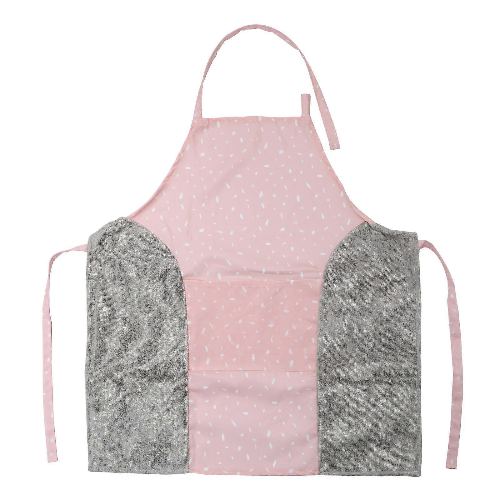 Cute Farmhouse Apron for Kitchen Cooking and Storage Pink 72x65cm Canvas 1Pcs