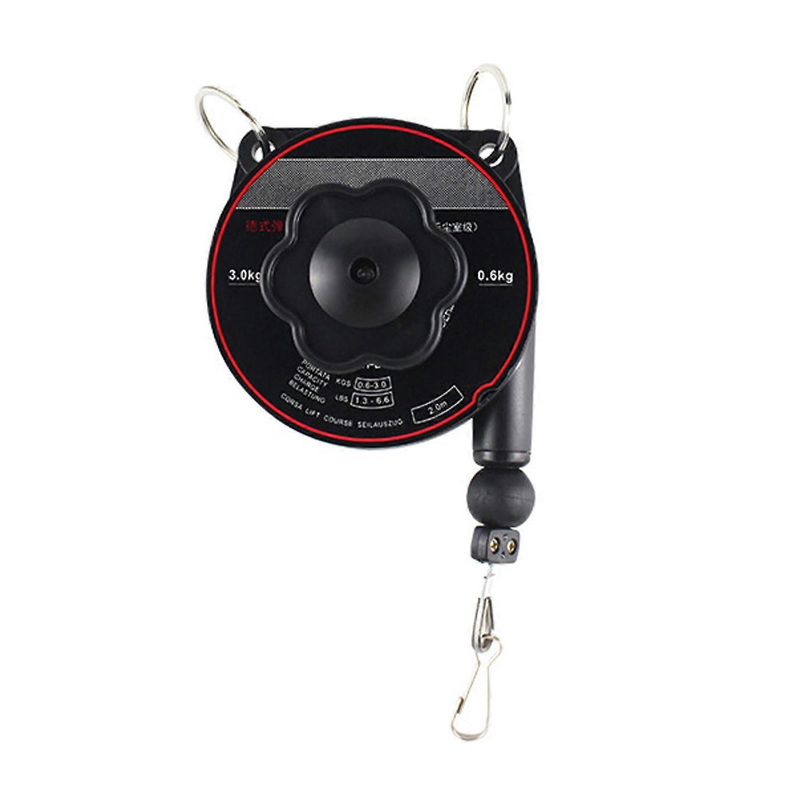Spring Balancer Heavy Duty with 2m Cable Pulley, Adjustable Load Capacity 0.6-3.0kg for Assembly Line and Workshop Black
