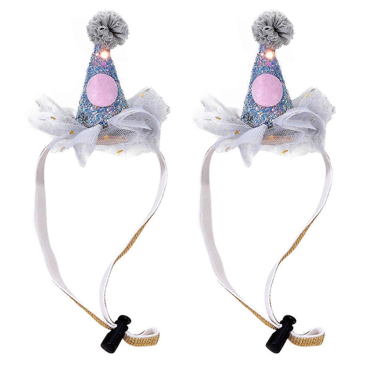 Pet Christmas Hat Pointed Headpiece for 2Pcs Comfortable Elastic Fit