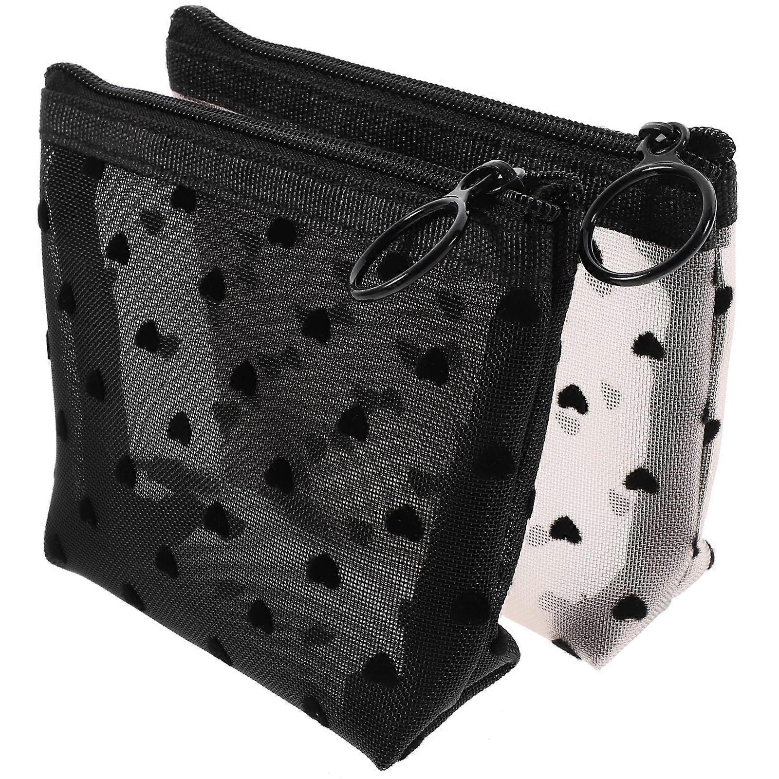 2pcs Small Makeup Bags with Zipper Closure Travel Cosmetic Pouches Durable Gauze Organizer for Toiletries Jewelry Daily Essentials