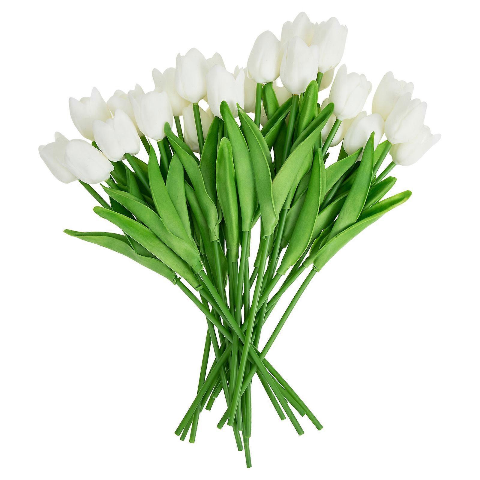 Fake Tulip Flowers Simulated Tulip Bouquet Birthday Party 33x6cm Pu Colors 24Pcs
