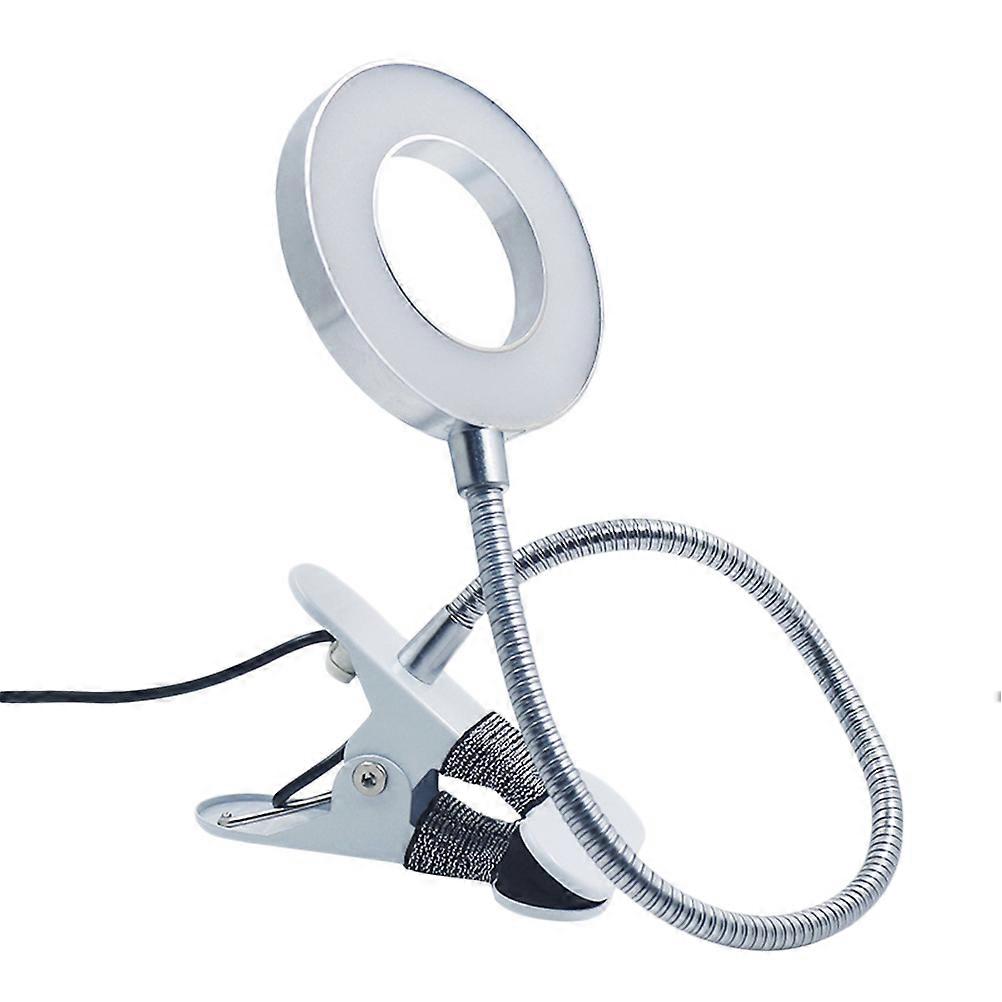 Clip Lamp For Desk Led Eye-Caring Reading Lighting Portable Table Clip Lamp Silver 53x11cm Adjustable Design 1Pack
