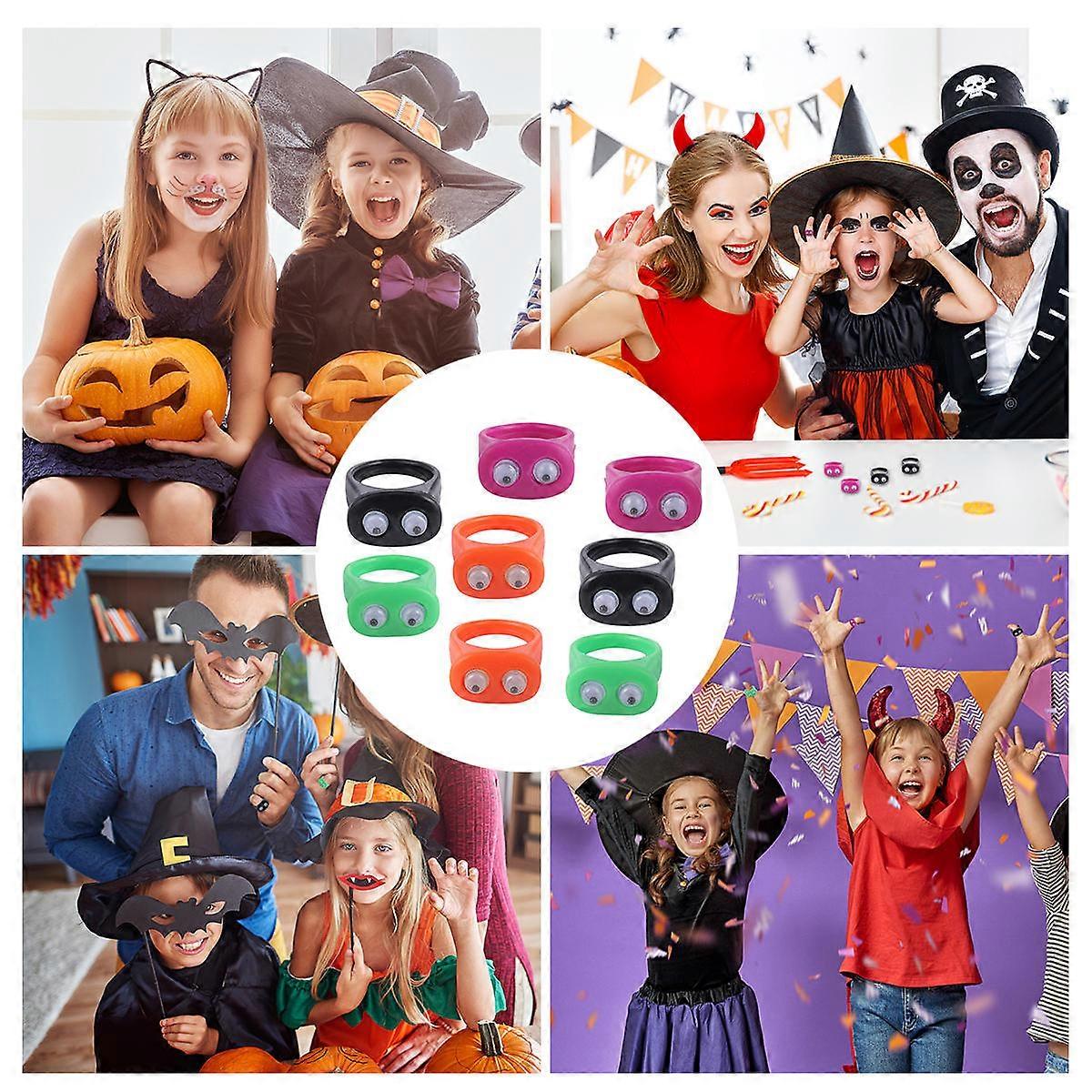 20pcs Halloween Plastic Finger Rings with Funny Eye Design, Lightweight Party Props for Kids Indoor Outdoor Entertainment