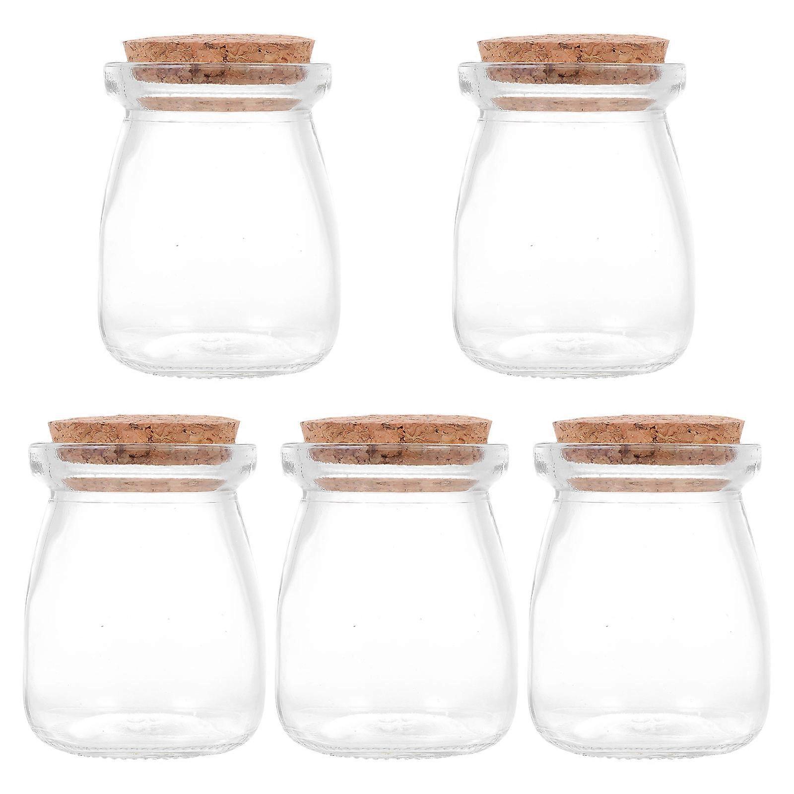Transparent Glass Storage Jars with Cork for DIY Projects Small Pudding Wishing Bottles 5pcs