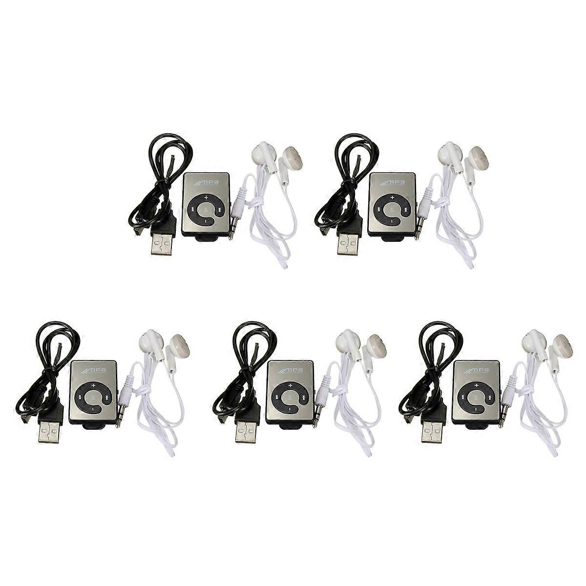 Mini Musik MP3 Player mit USB Kabel mit Kopfhoerer Schwarz