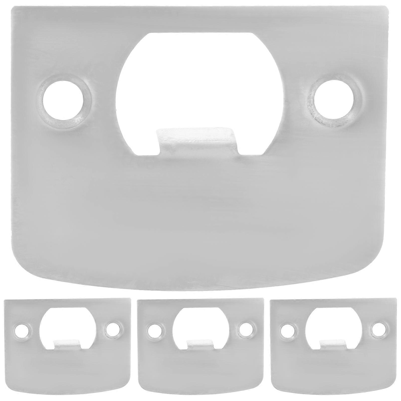 4pcs Door Reinforcement Plates, Rounded Deadbolt Cover & Latch Strike Plates for Internal Doors, Durable Security Lock Set