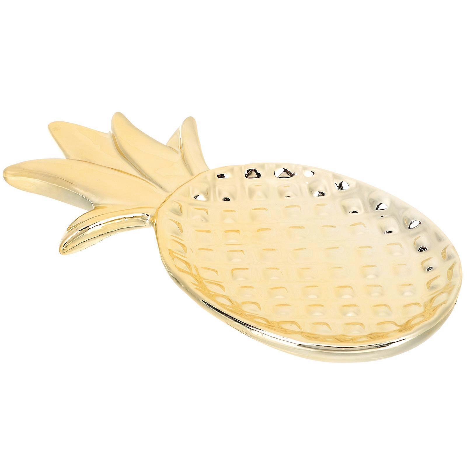 Multi Layered Jewelry Storage Tray Golden Ceramic Pineapple Shaped Dining Table 29.50X14.00X2.50Cm Decoration 1Pack