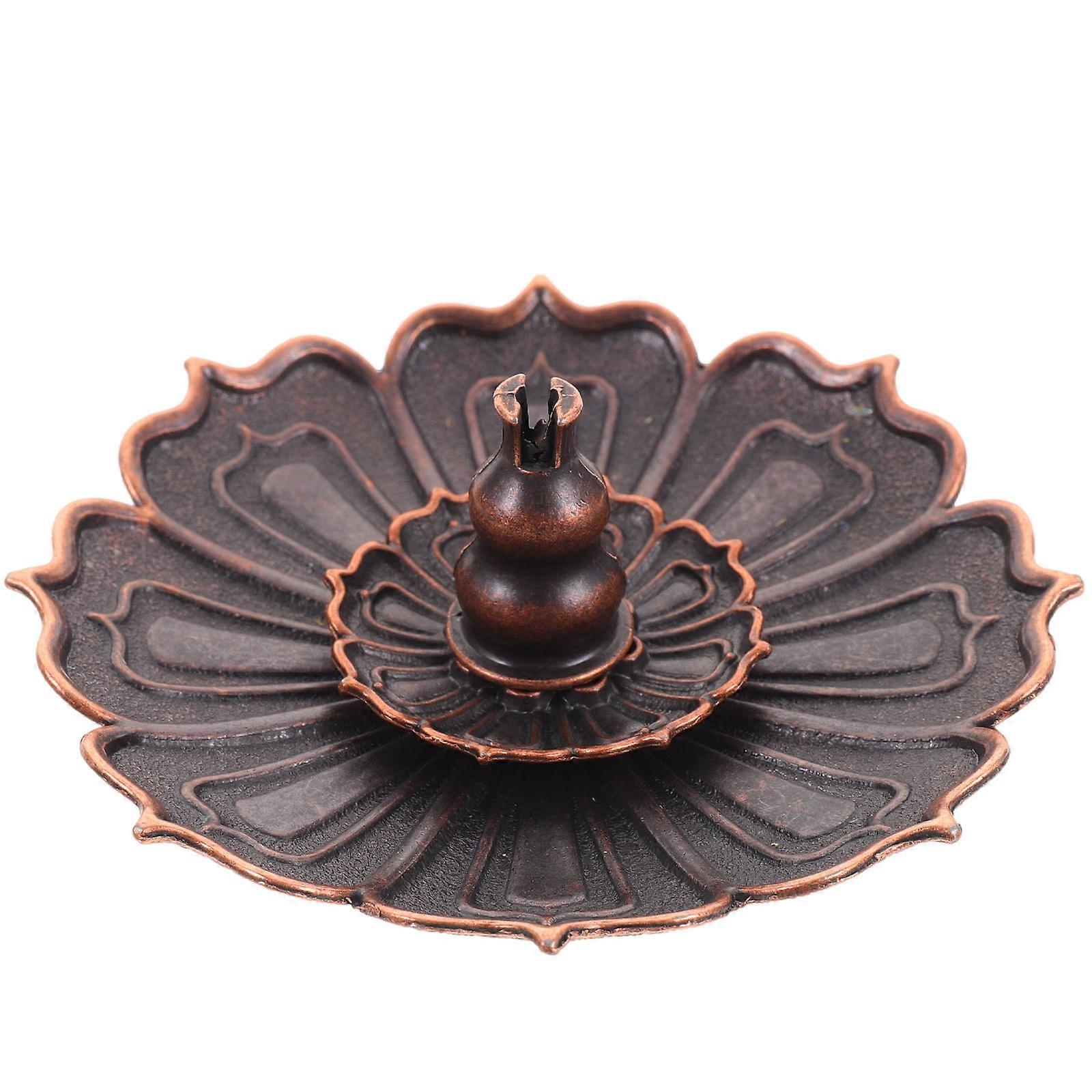 Indoor Use Alloy Incense Tray Lotus Shaped For Reading Tea Time Yoga SPA .5X8.5CM 1Pack