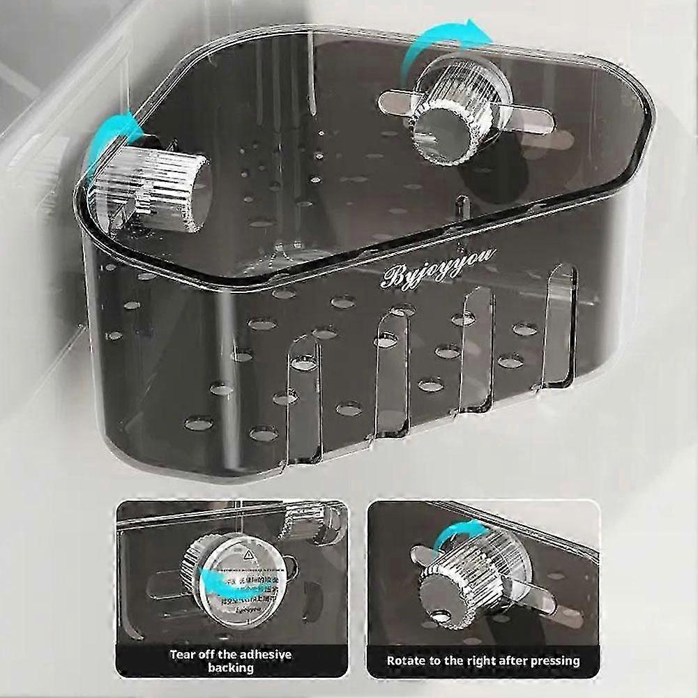 Bathroom Suction Cup Corner Shelf Multifunction Kitchen Drain Storage Rack 2025