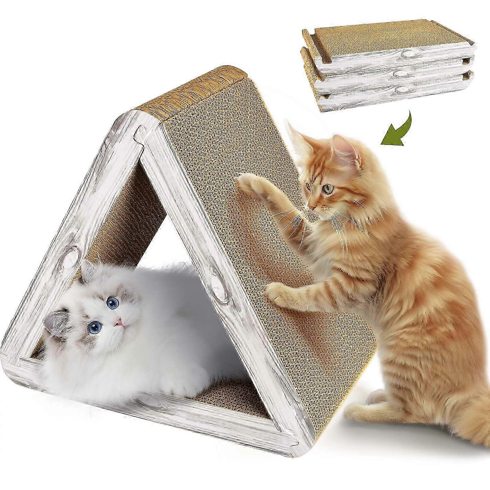 Foldable Triangle Scratching Cardboard Pad Vertical Cat Scratcher Board Indoor Cat Scratching Post Compatible with Various Brands