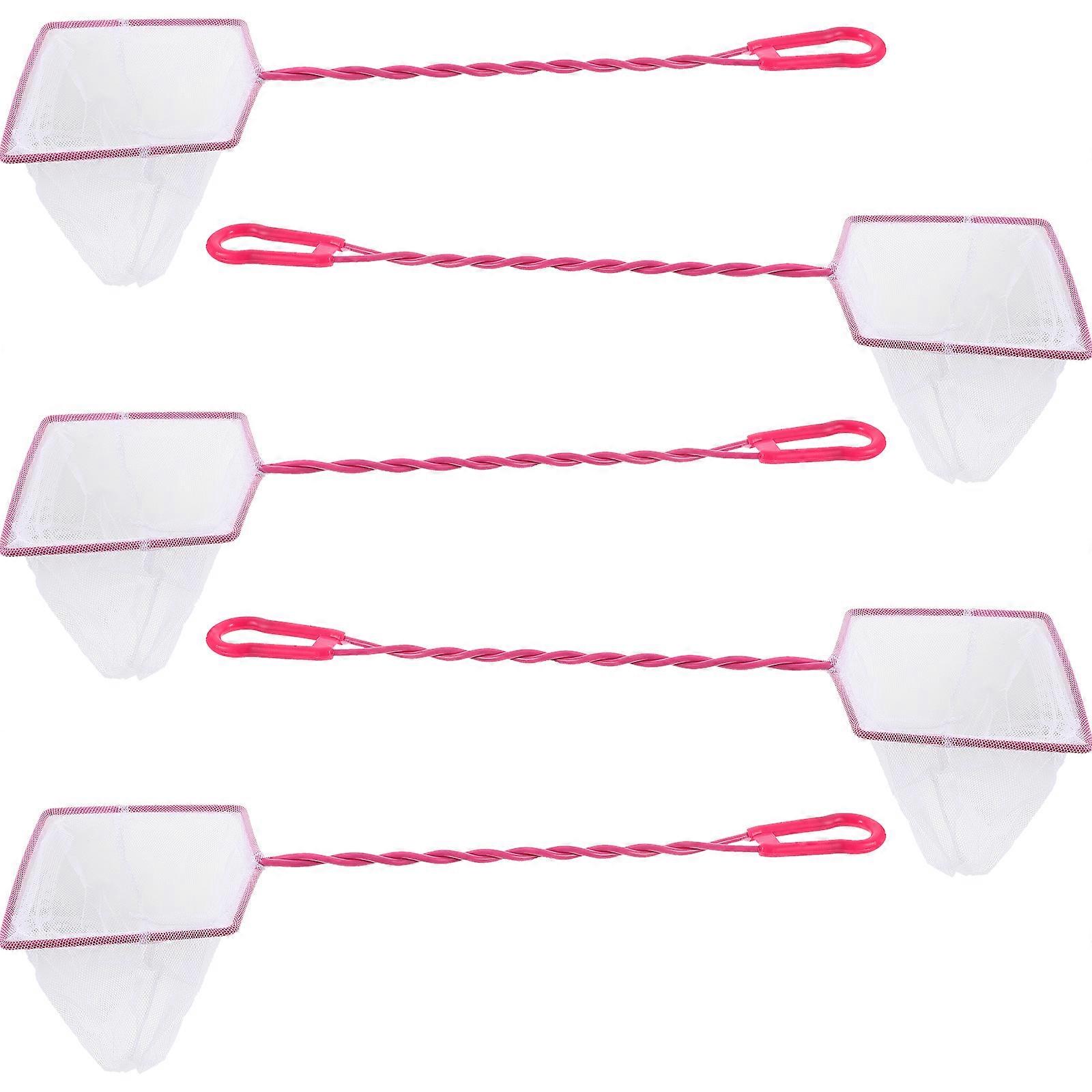 Fish Net Small Aquarium Nets Handheld Catching Fish Pink 40X12CM Removing Residue 5Set