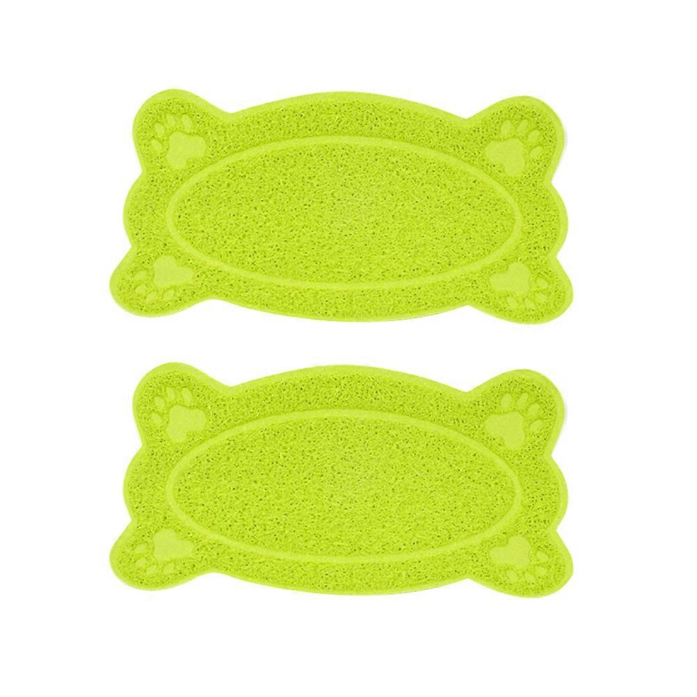 Cat Litter Rug Non Slip Waterproof Pet Cat Litter Box Mat Shape Litter Catcher Pads Size S Green 2Pack