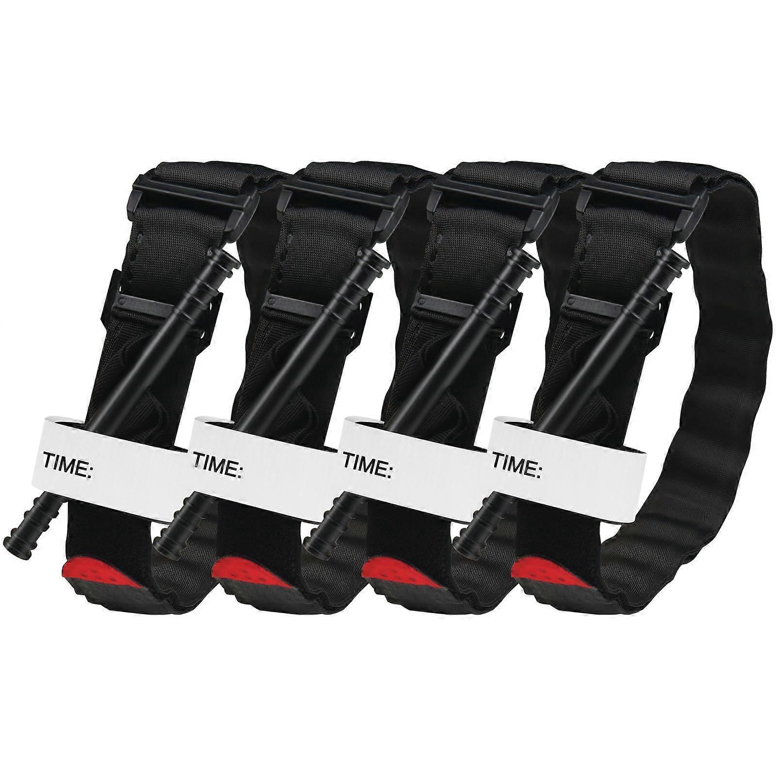 Tourniquet Pack of 4, Rotating Single-Handed Application for Tactical First Aid, Military Hiking, Fast Bleeding Control