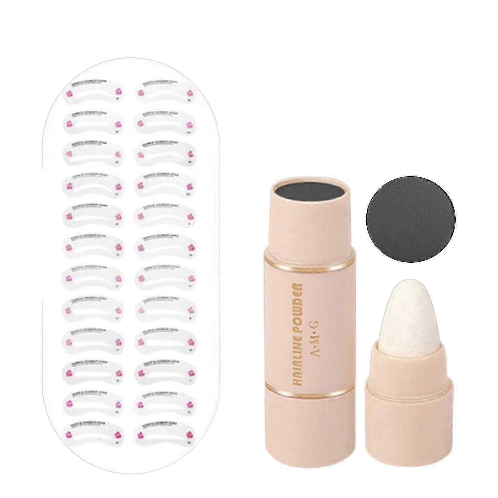 2pcs Eyebrow Powder Set Brow Stamp Shaping Kit Makeup Tool with 24 Templates