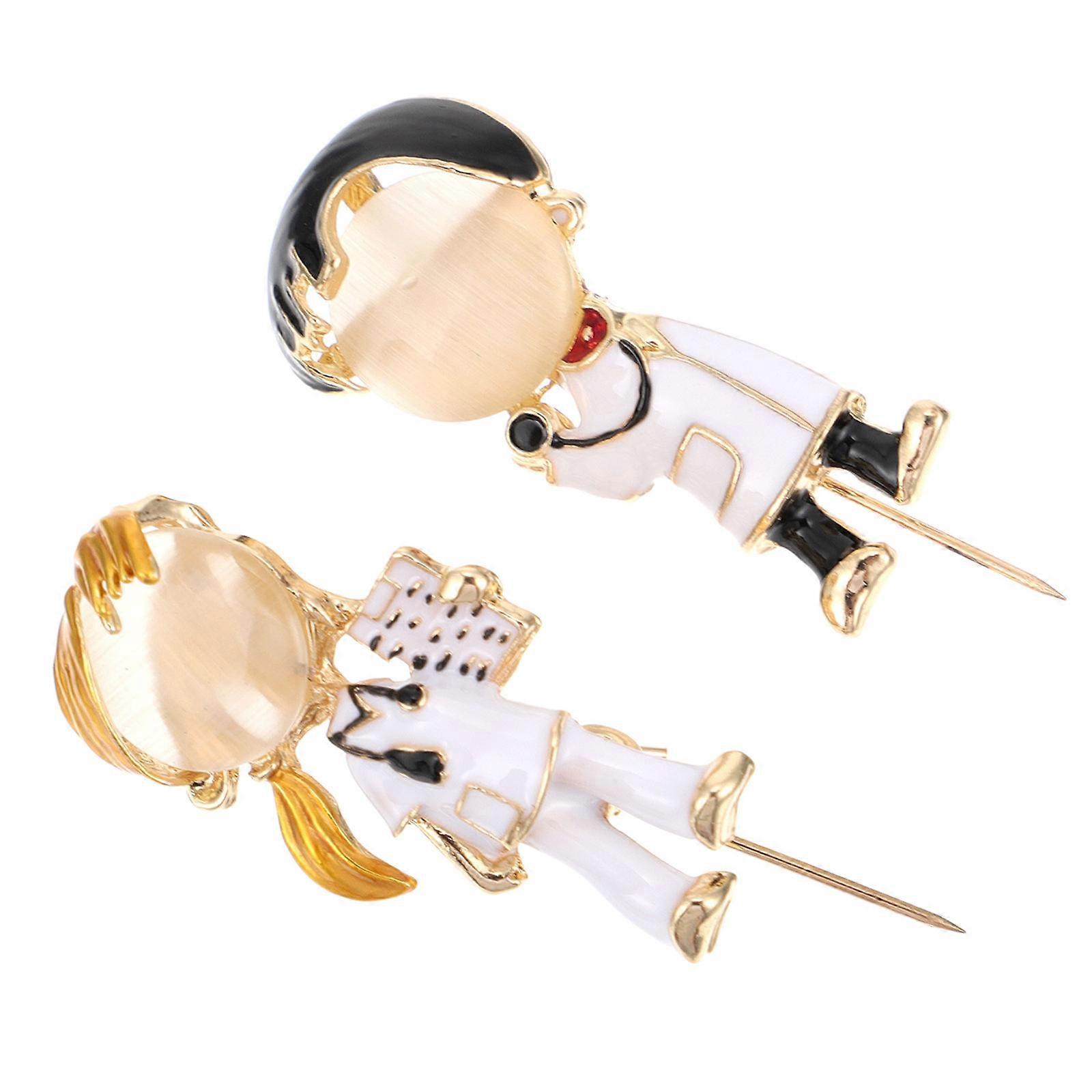 Lapel Pin Cartoon Design Brooches Nurses present for Friends Rectangular Shape 2Set