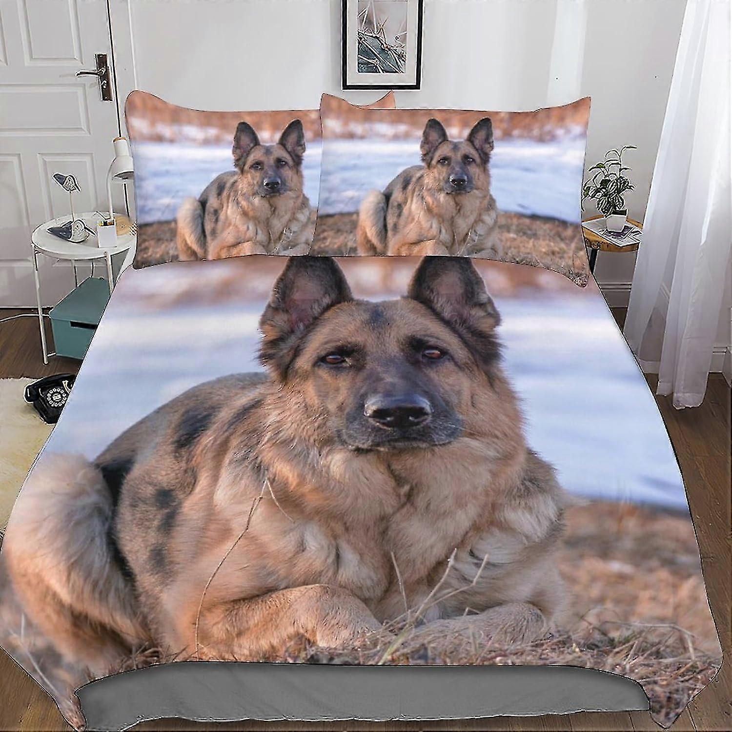 Conjuntos de Cama com Impressão 3D para Amantes de Cães, com Fronhas e Capa de Edredom, Microfibra Macia 3 Peças, Capa de Colcha de Animais com Zíper