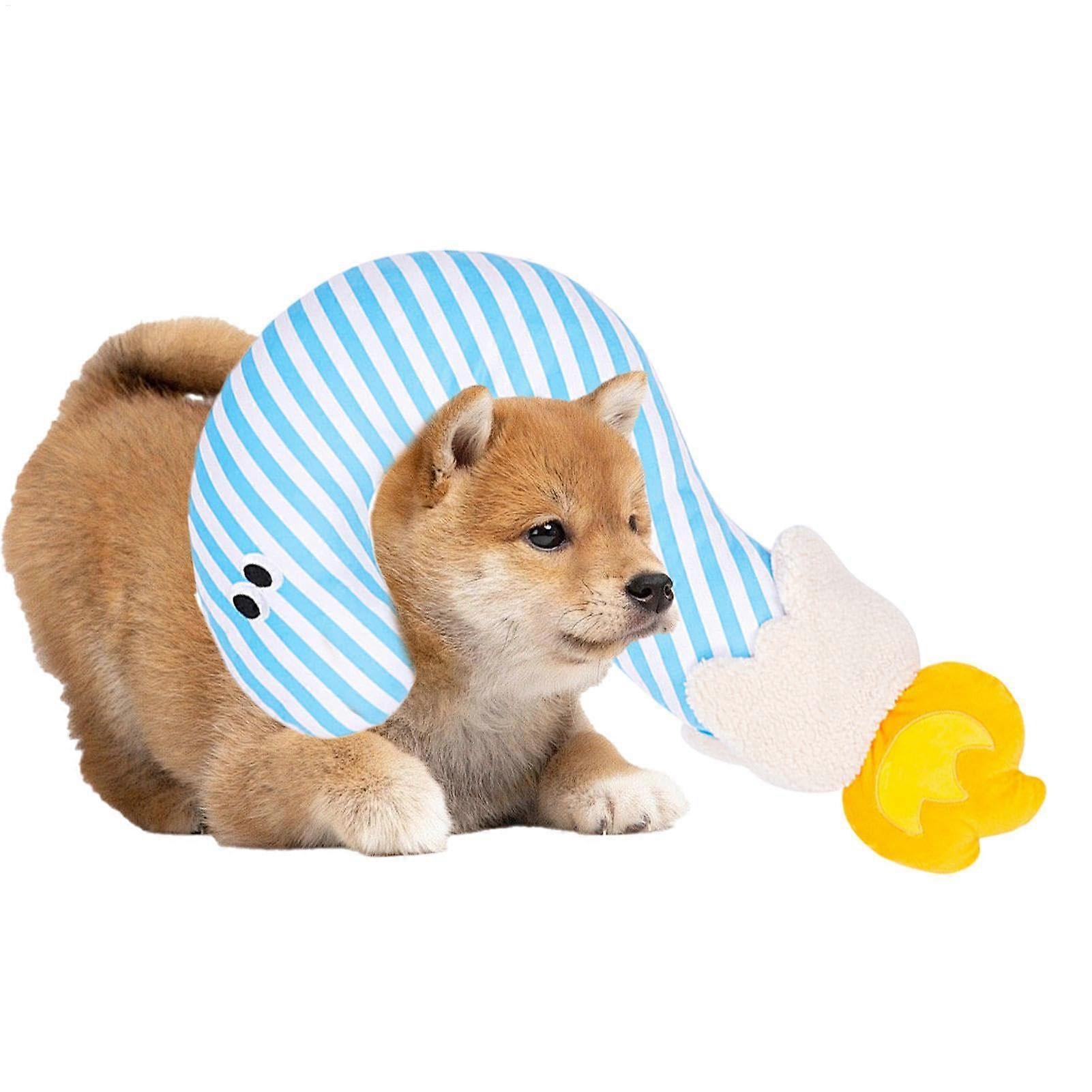 Plush Dog Pillow for Neck Support, Washable Comfort Sleeping Pad, Colorful Interactive Body Pillow for Pets, Blue