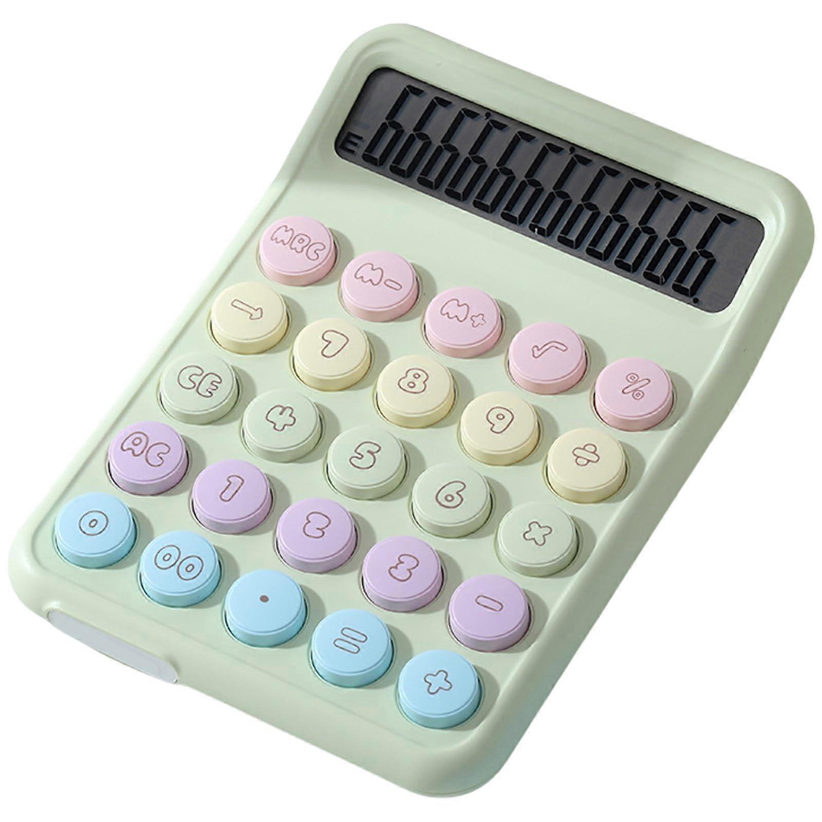 Colorful calculator with 12digit LCD display, large buttons, automatic shutdown, mechanical calculator for office and school, green