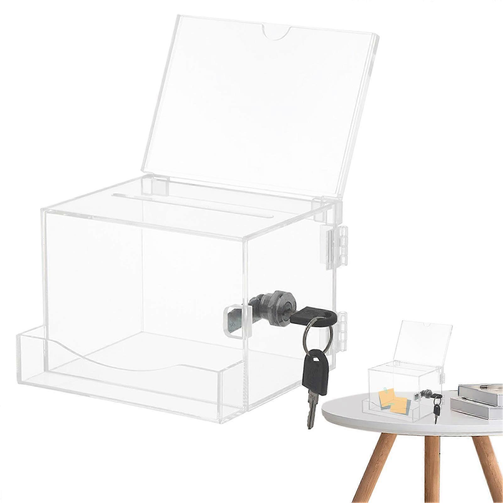 Transparent Acrylic Box Practical Donation Box with Lock Versatile Ballot Box with Sign Holder Suggestion Boxes for Communities Schools Businesses
