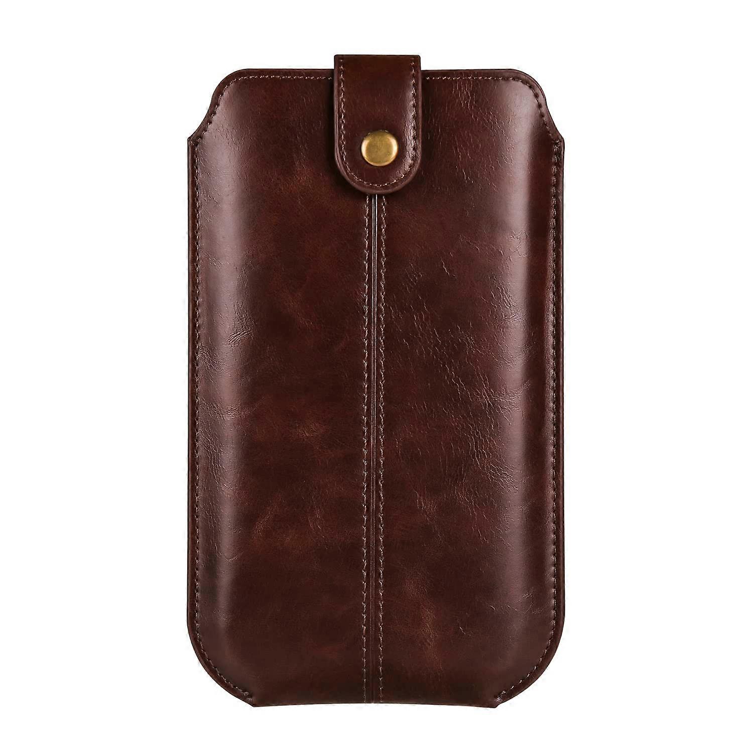 Mobile Phone Belt Bag Leather Wallet With Clip For Men, 6.7-Inch Universal Smartphone Waist Bag, Card Slots, Coffee