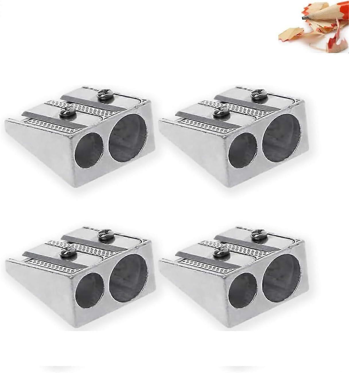 Magnesium Pencil Sharpener 2 Hole Handheld Metal Sharpener for Schools and Art Projects Pack of 4 Magnesium Alloy Wedge Profile