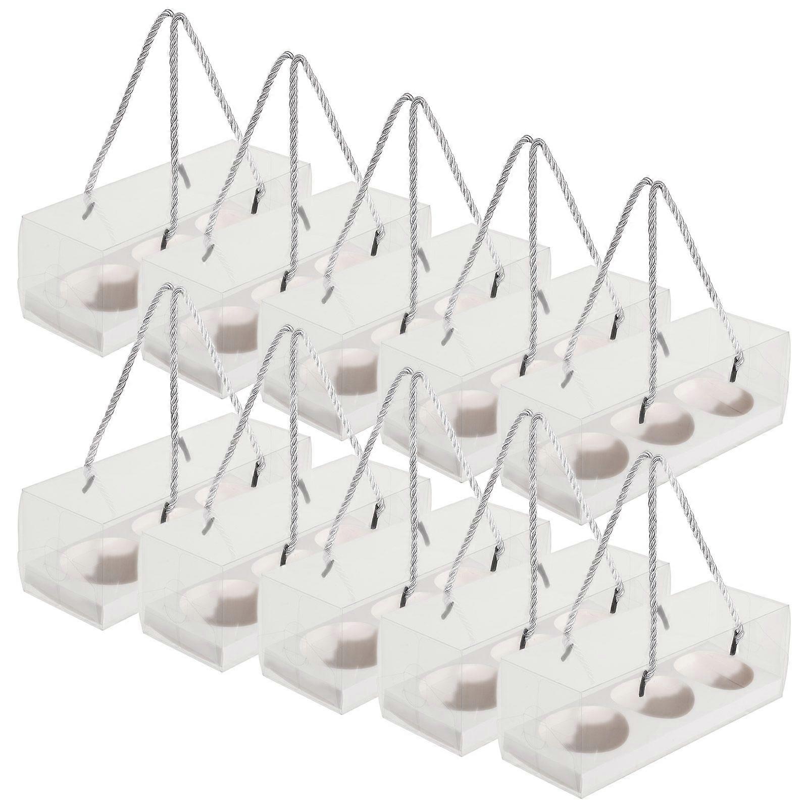 10Pcs Egg-yolk Puff Boxes Portable Cookies Biscuits Case Packaging Boxes for Bakery