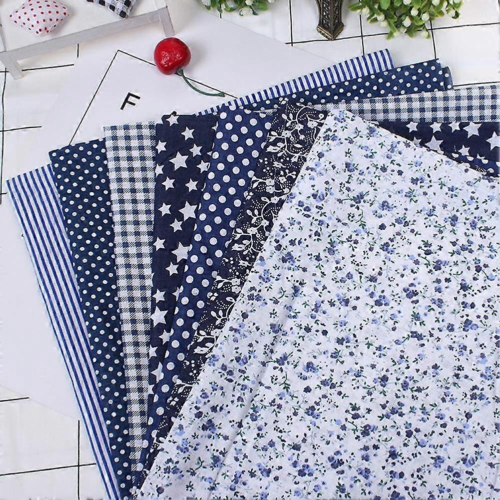 7 Pieces 50 x 50 cm DIY Cotton Fabric, Various Squares, PreCut Bedding Set, Quarter Bundle (Navy Blue)