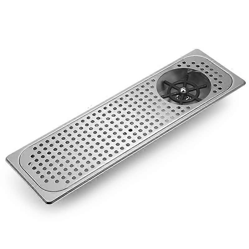 Embedded Jug Rinser Cup Rinser Glass Cleaning Rinser with Side Sprays, Drain and Drip Tray for Bar Cafes, Silver