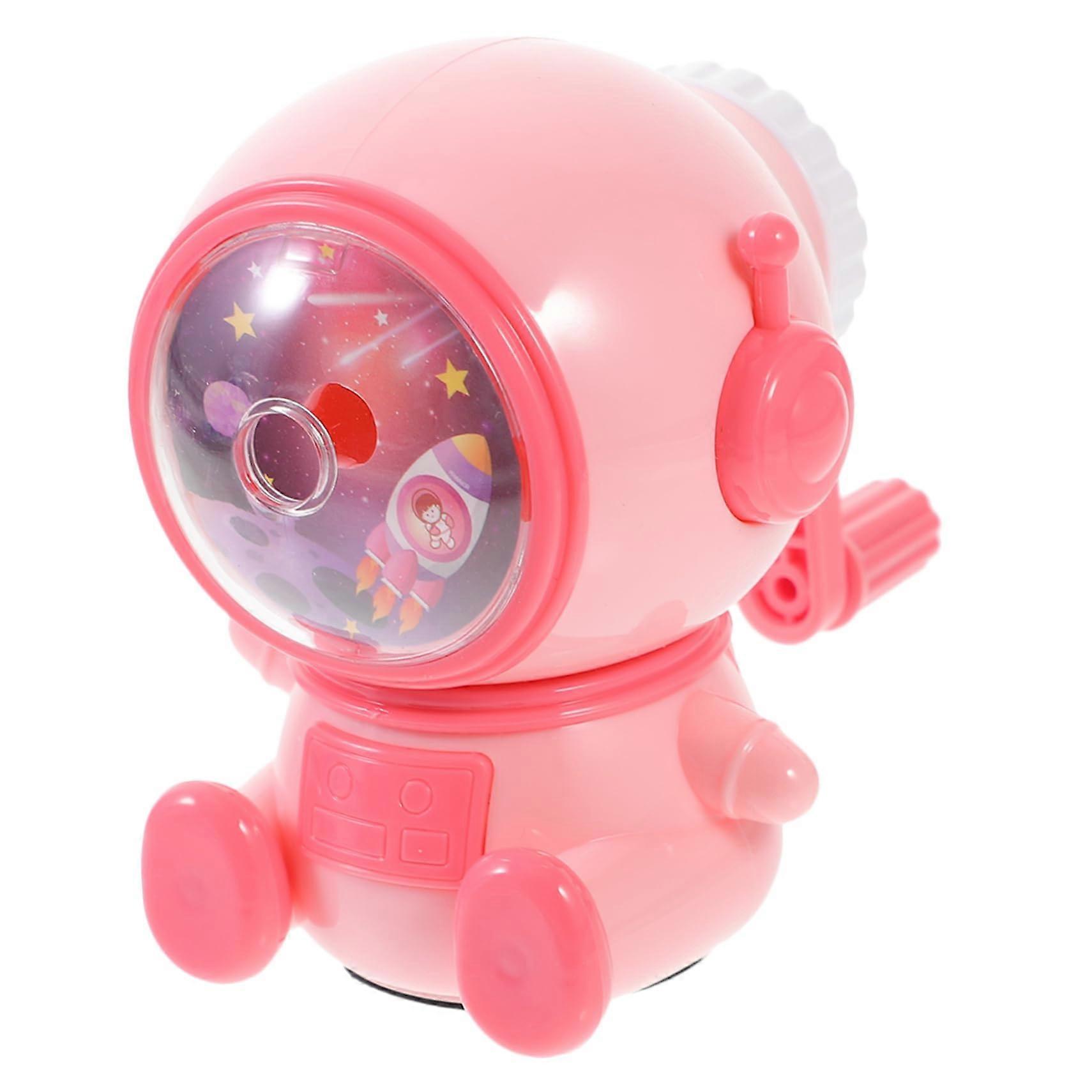 Hand Crank Pencil Sharpener Cartoon Astronaut Design Adjustable Portable Sharpener for Pencils and Colored Pencils Pink