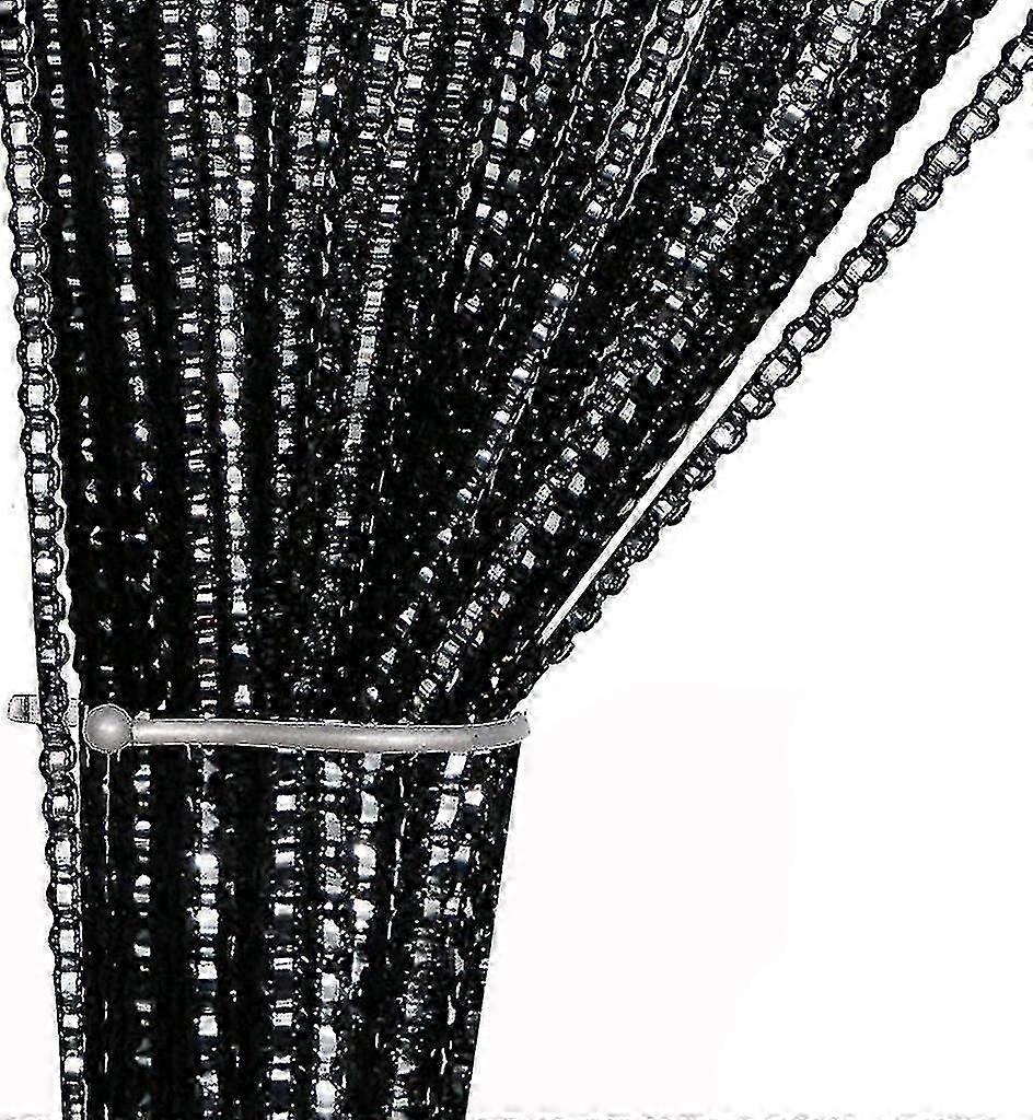 String Türvorhang Gitter String Vorhang für Türöffnungen Trennwand oder Fenstervorhangplatte 39 "x78,5" (schwarz)