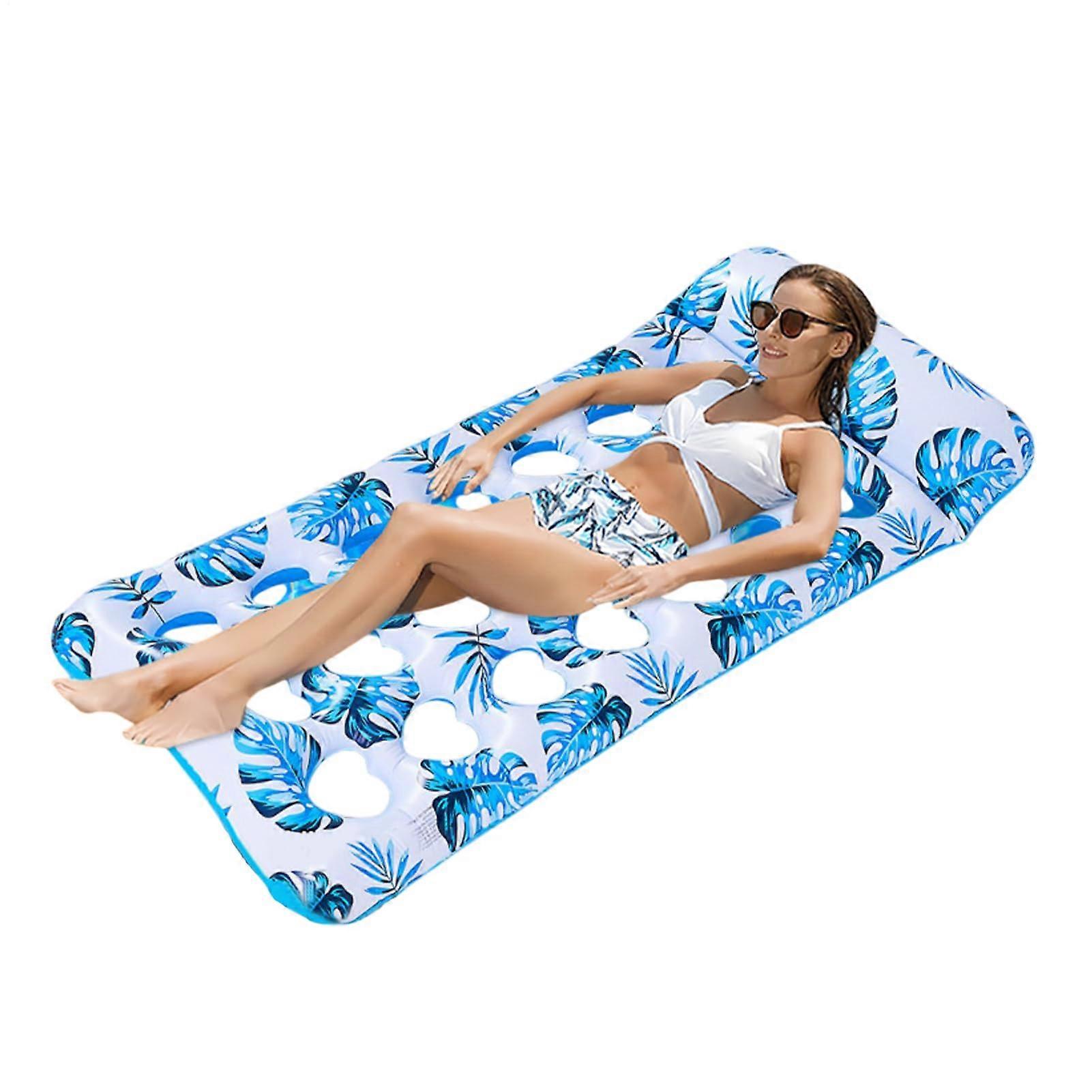Tanning float for pool, inflatable raft, floating and transparent, tanning mat, unisex, for pool, beach, parties and water activities, blue