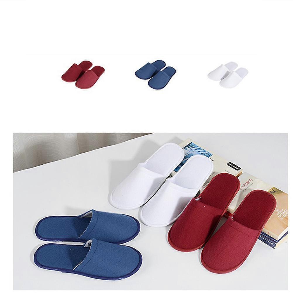 Indoor Hotel Slippers Durable Breathable Warm Fabric Design For Travel Spa Size 43 Blue 1Pair