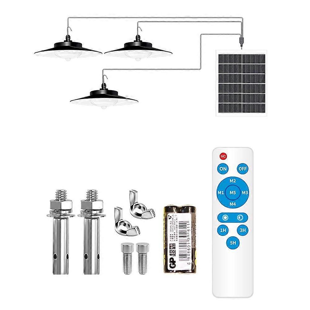 Style B 252 LED 3 Heads Solar Powered Pendant Light IP65 Waterproof Outdoor Motion Sensor Lamp