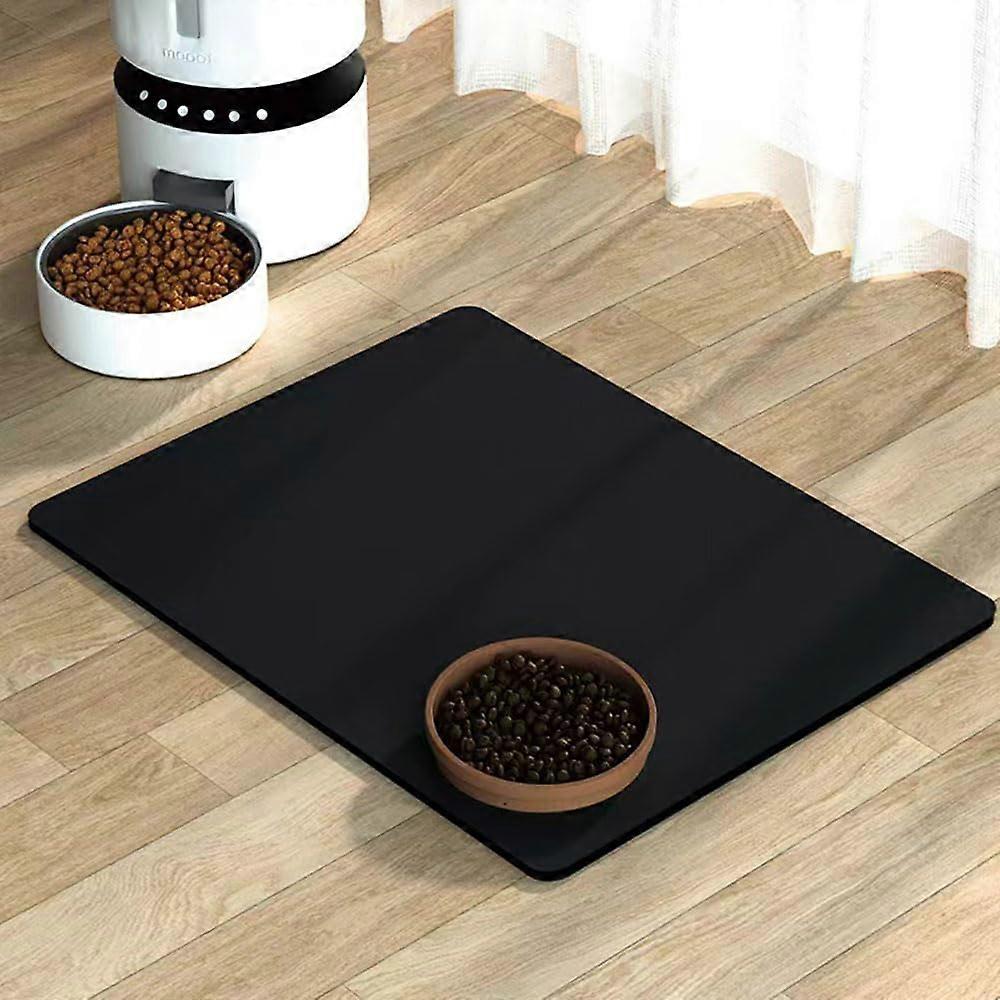 Bowl Mat for Dogs, Cats, NonSlip Absorbent QuickDrying Feeding Mat (Black, 40x60cm)