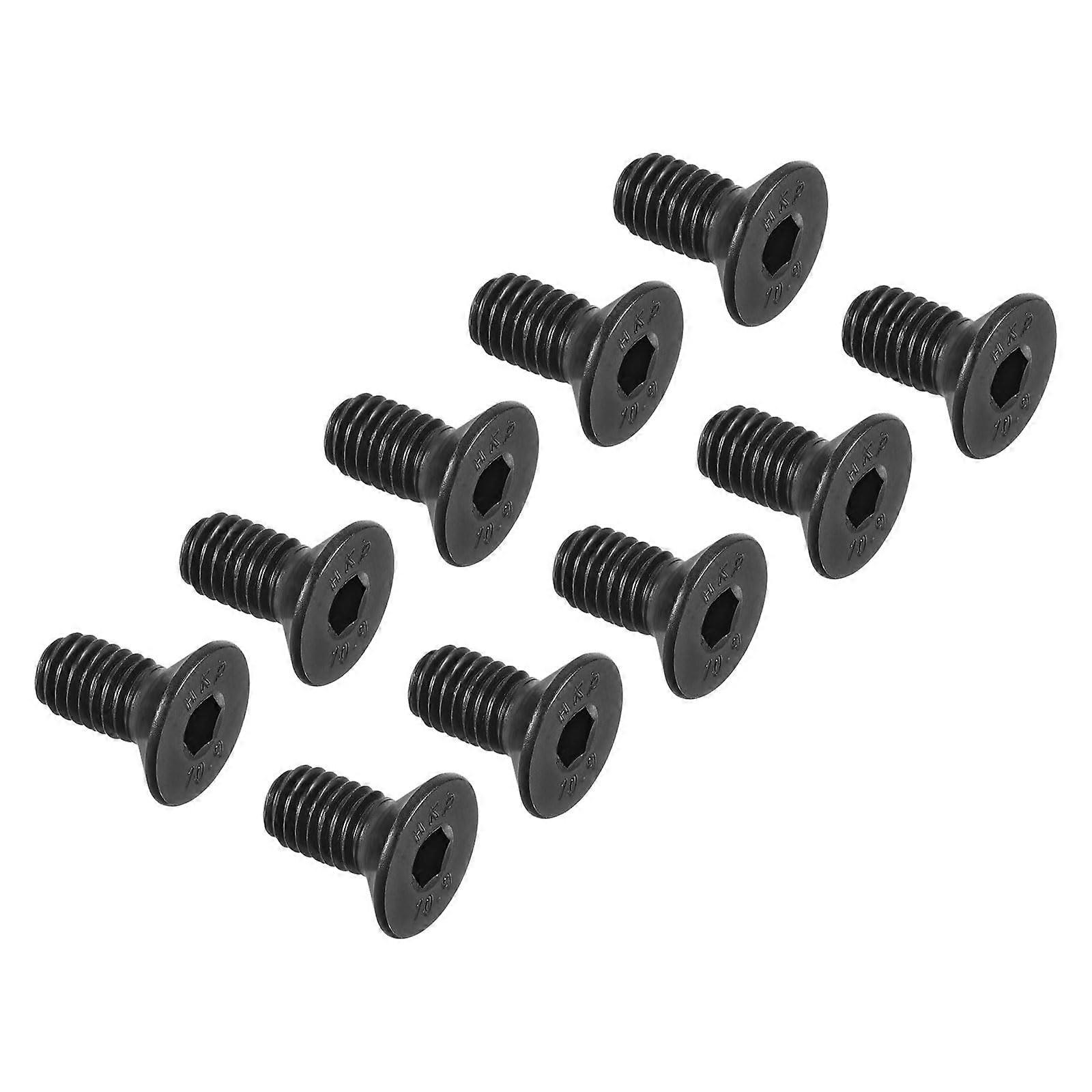 M8 x 16 mm Hex Socket Flat Head Countersunk Screws, 20 Pack, 10.9 Alloy Steel, Black for Machinery and Furniture