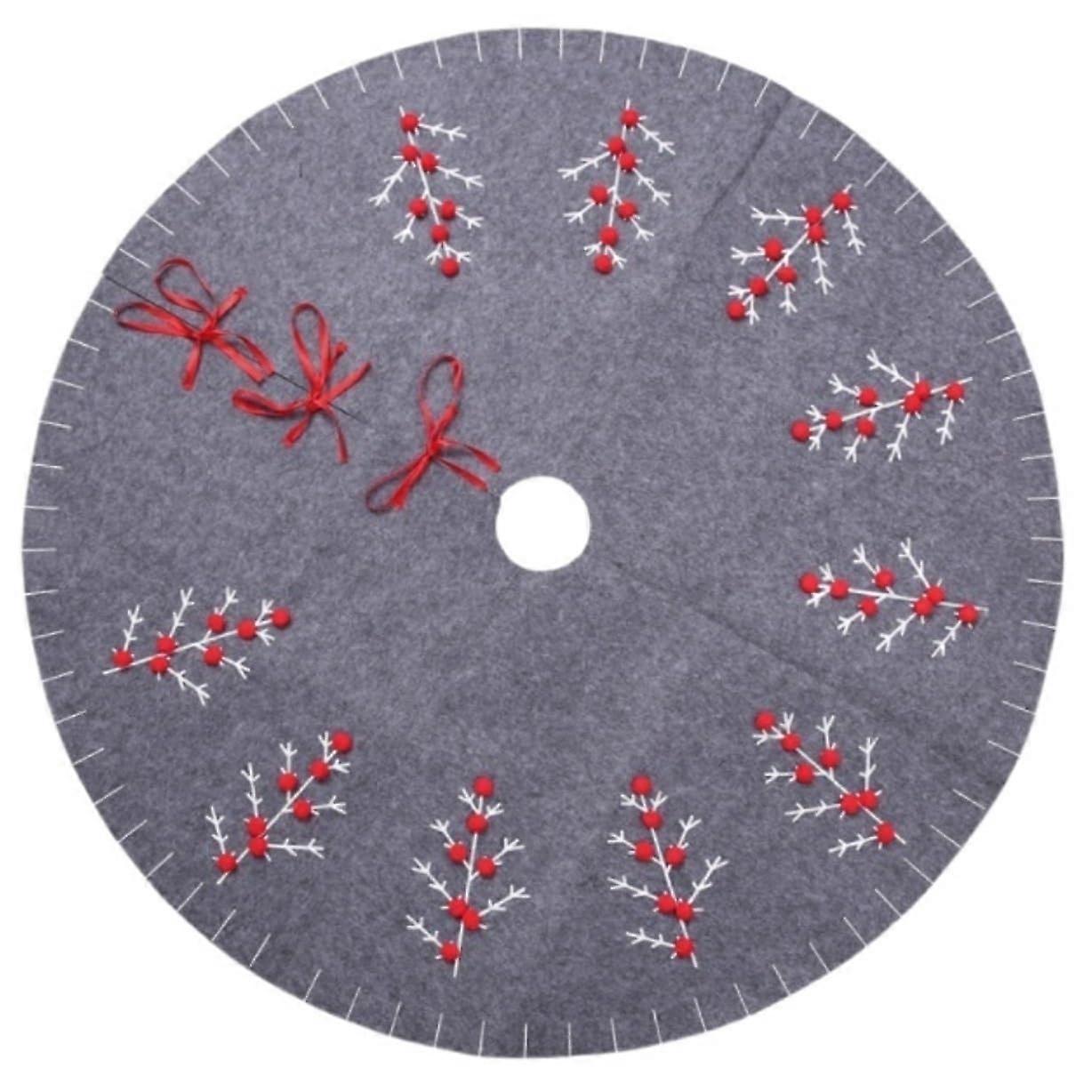 Christmas Tree Skirt 47 Inch Christmas Tree Pattern with Pom Pom for Party and Home Decorations Christmas Tree Skirts
