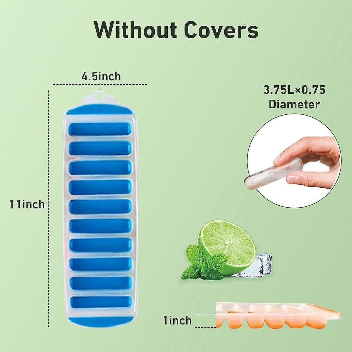 Silicone narrow popsicle cube tray for easy push in and pop out