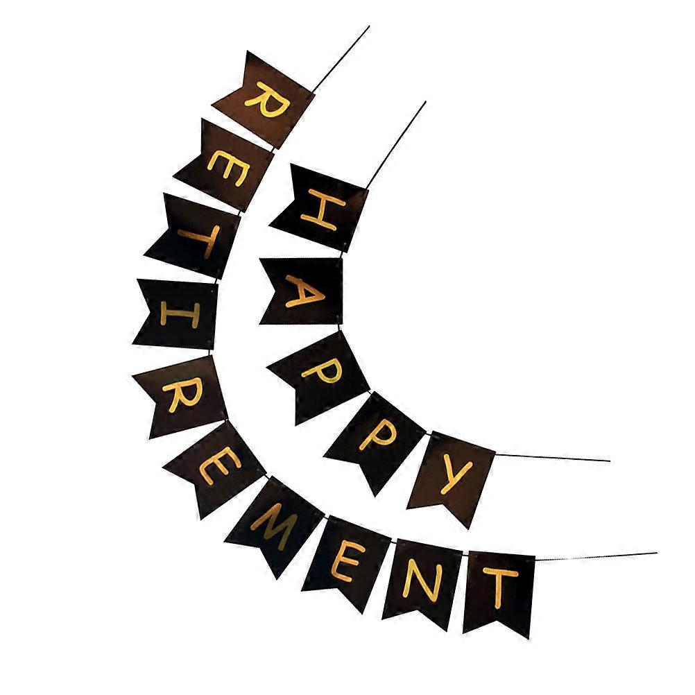 Masteelf 1 Set Retirement Paper Photo Banners with Glitter Letter Printing Flag Set for Party Layout
