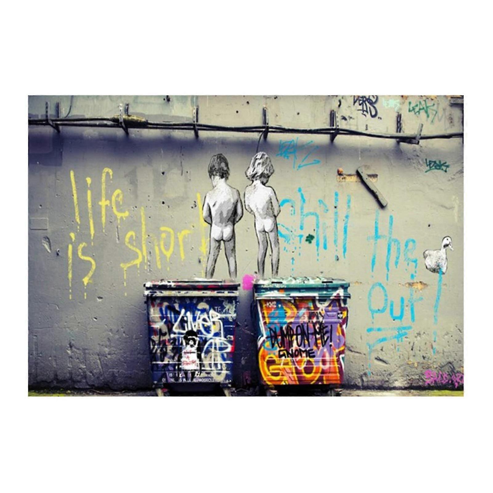 Graffiti Art Life is Short, Cool (Color: DM1027, Size: 40 x 60 cm Unframed)
