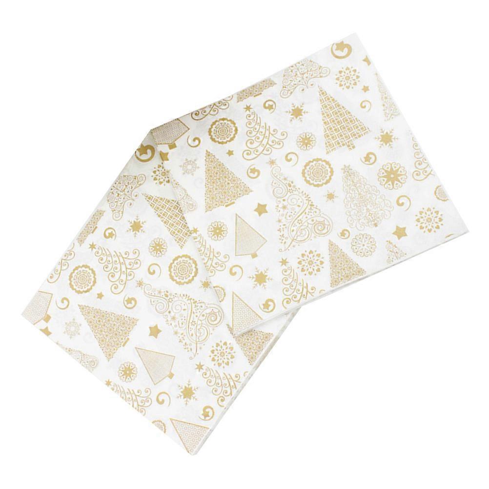 Printed Christmas Napkins Xmas Tree Pattern Wood Pulp Tissue Dinner Use For Christmas Party Multi Colored 33x33cm Unfolded 20Pcs