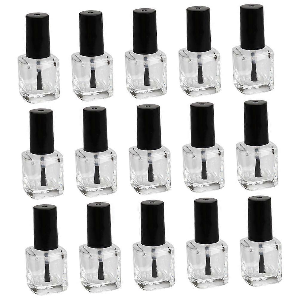 Transparent Glass Bottles with Brush and Black Cap for Liquid Storage 15pcs