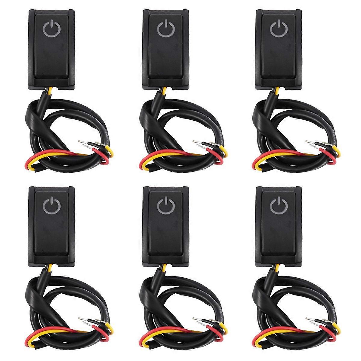 6X Car Button Switch Diy Switch Paste Type Off/on Switch for Car Reading Lamp/Turn Lights Small Ligh