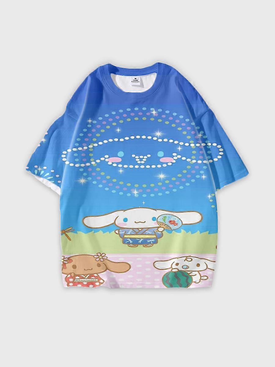 T-shirt round neck Cartoon Pattern loose short sleeve E2552