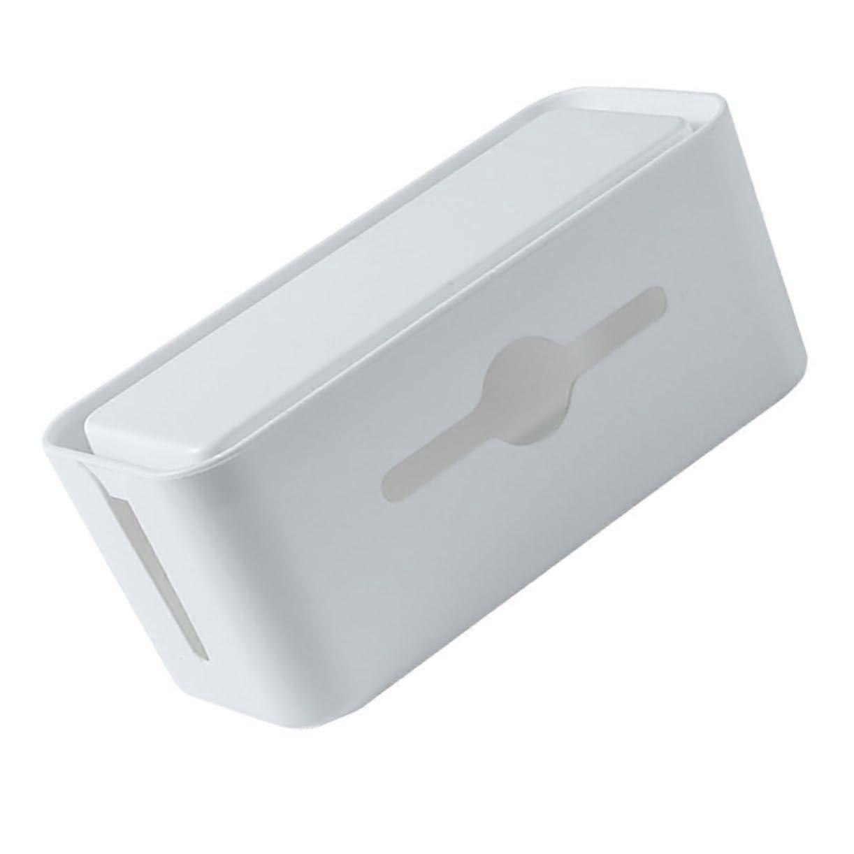 Cable Storage Box For Data Cable Management Container, White, 1-Pack, Home Use, Hides Network Cables, Keeps Desk Tidy